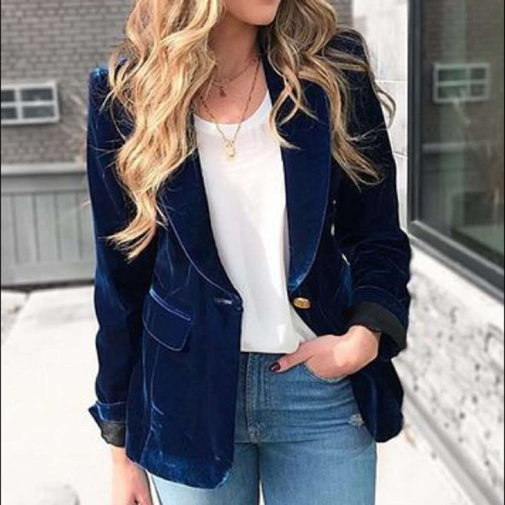 Smythe Prussian Blue Velvet Blazer 4 - Brand NWT